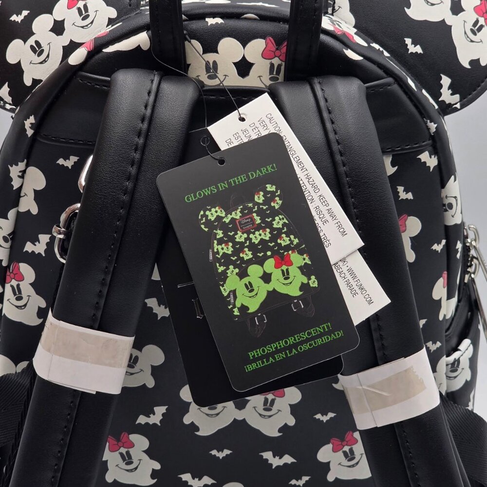 Loungefly Disney Mickey & Minnie Mouse Ghostly Glow-in-the-Dark Mini Backpack Se - Picture 9 of 9